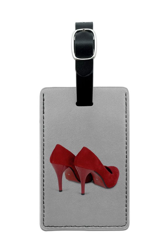 Red Shoes Heels Pumps Rectangle Leather Luggage ID Tag
