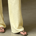 thumbnail image 4 of Morttic Women's Solid Color Drawstring Elastic High Waist Loose Wide Leg Pants with Pockets Beach Vacation Lounge Pants Yellow，L, 4 of 6