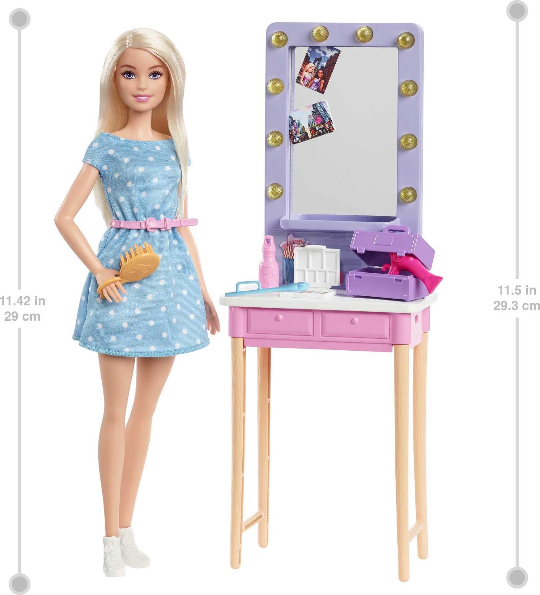 Barbie Big City Big Dreams Doll & Playset, Blonde Malibu with Dressing Room Accessories -
