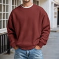 thumbnail image 2 of Mens Christmas Pullover Tops Thermal Knit Long Sleeve Crewneck Soft Lightweight Mens Casual Clothing,Brick Red,3XL, 2 of 4