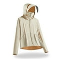 thumbnail image 2 of Htigea Women's UPF 50+ Sun Protection Jacket Lightweight Cool UV Shirt Rash Guard Long Sleeve Tops with Hoodie Brim Thumb Hole Pockets Beige,3XL, 2 of 6