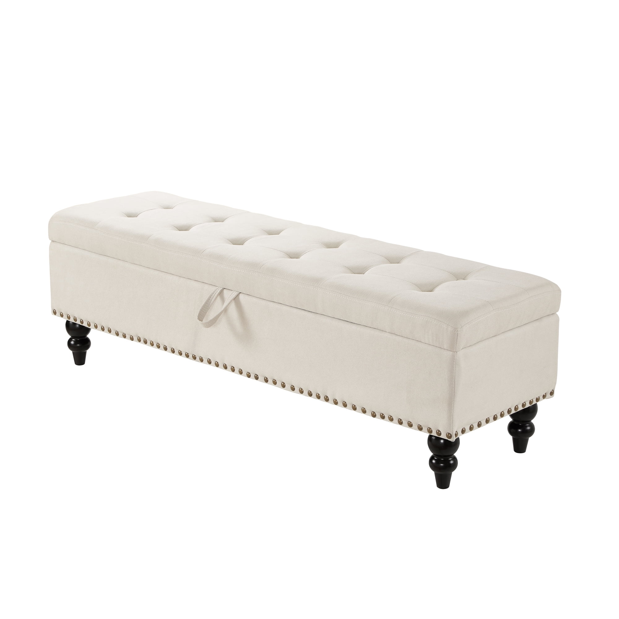 Miniyam 59" Storage Ottoman Bench, Storage Chest, Foot Rest Stool, Bedroom Bench for Living Room, Bedroom, Beige