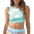 thumbnail image 1 of Gibobby Mujeres Casual Primavera Verano Chaleco corto ajustado Cuello redondo Estampado de nubes Sexy Chaleco de ombligo(Verde de menta,M), 1 of 3