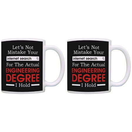 

ThisWear Engineer Graduation Gifts Mistake Internet Search for Degree 11 ounce 2 Pack Coffee Mugs Black