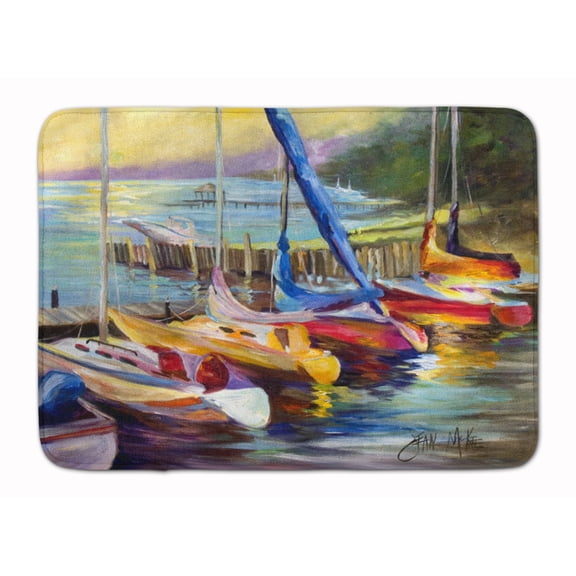 Sailboats at sunset Machine Washable Memory Foam Mat