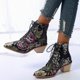 thumbnail image 2 of NECHOLOGY Botas Mujer Adulto Femenino Zapatos Botines de mujer Botas florales de para mujer Botas de mujer con estampado de cordones y tacón grueso (Black, 8.5), 2 of 6