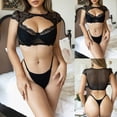 thumbnail image 2 of Gibobby Conjunto de lencería de talla grande para mujer con tirantes y encaje(Negro, M), 2 of 5