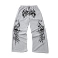 thumbnail image 4 of XIAOCHA Mens Gothic Wide Leg Sweatpants Drawstring Waist Side Pockets Streetwear Trousers, 4 of 4