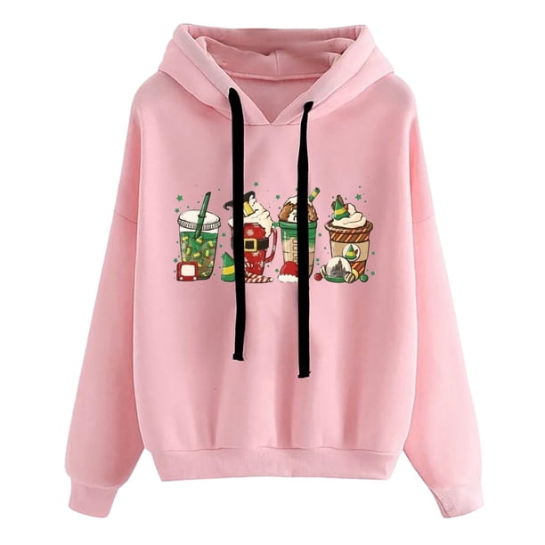 Sudadera de Cuello Redondo de Navidad Para Mujer Sudaderas Con Capucha Moda Casual Impreso Blusa de Manga Larga Impreso Pullover Tops Odeerbi ODB196571