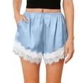 thumbnail image 2 of Sokhug Women's Sleep Shorts Satin Elastic Waist Lace Trim Lounge Shorts with Pockets Silky Nightwear Shorts, 2 of 6