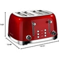 thumbnail image 2 of 4 Slice Toaster Retro Stainless Steel with Bagel Defrost Cancel Function, 6  Settings,  Wide Slot and Removable Crumb Tray, Red, 2 of 7