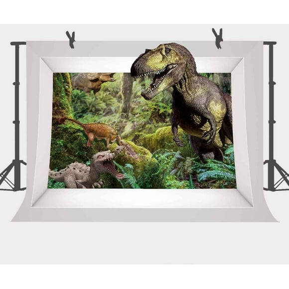 YUSDECOR Background 7x5ft Dinosaur Murals Photography Backdrop Children Photo Props