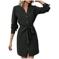 thumbnail image 2 of Gamivast Shirt Dresses for Women Long Sleeve Collar Button Down Work Dresses Tie Waist Tunic Dress Knee Length Business Casual Office Daily Wear Fall, 2 of 8