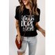 thumbnail image 1 of ABPHQTO Camiseta negra de manga corta con estampado gráfico Faith Hope Love para mujer, 1 of 5