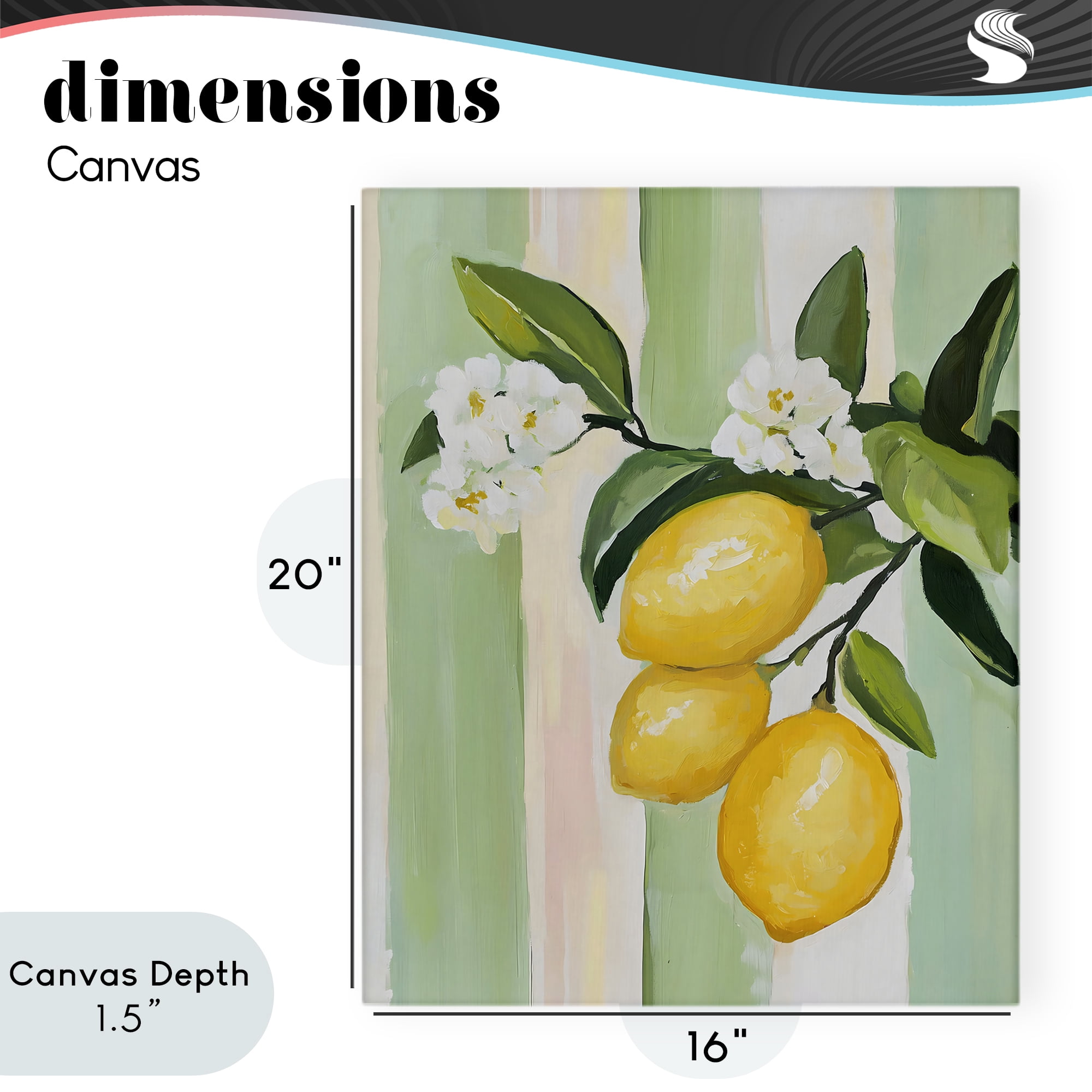 Stupell Industries Lemons & Flowers on Stripes Canvas Wall Art, design by The Prints Vibe