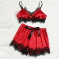 thumbnail image 2 of JINMGG Shorts for Women $5 Women Tops Shorts Lace Bowknot Nightdress Camisole Pajamas Underwear Set Red L, 2 of 4