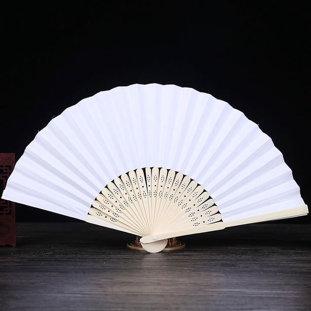 Abanico plegable en blanco de 7 pulgadas, abanico de papel para pintar para niños, abanico de color blanco, materiales creativos hechos a mano para bricolaje en jardín de infantes