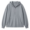 thumbnail image 4 of YUGYXL Half Zip Pullover Women Oversized Y2k Comfort Quarter Zipper Hoodie Sweatshirt Fashion Fall Clothes Outfits Gray Hoodie M, 4 of 6