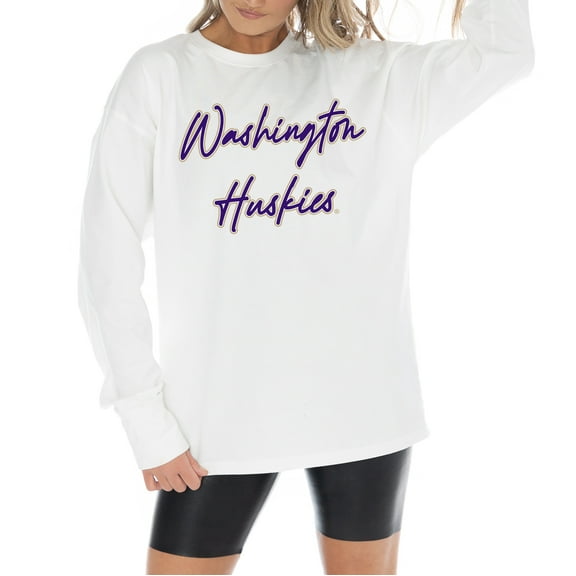 Women's Gameday Couture White Washington Huskies Midweight Oversized Long Sleeve T-Shirt