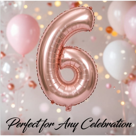 Number 6 Balloon, Rose Gold, 34 Inch