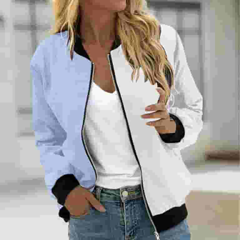 【特別セール品】 Women Jacket Bomber Qwertyu 2024 Block Color Casual Clothing