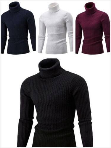 Men Fashion Cotton Turtleneck Sweater Pullover Tops Long Sleeve Knitted ...