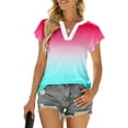 thumbnail image 2 of Camiseta de manga corta suelta con cuello en V estampada a la moda para mujer Pompotops hkajfhjk471134, 2 of 5