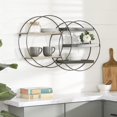 thumbnail image 3 of DecMode 34" x 7" Overlapping Circle 5-Tier Black Geometric Wall Shelf with Wood Accents, 3 of 13