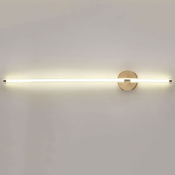 Glass Linear Wall Sconce LED Gold Vanity Wall Light Bar Indoor Wall Lamp, Minimalist Mirror Lighting Fixture, 3000K Warm White Wall Wash Lights for Bedroom Living Room