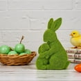 thumbnail image 4 of EWASWON Large Flocked Easter Bunny Decor, Green Bunny Statue with Mossy Look, Resin Mother and Ba-by Rabbit Figurine for Spring Table Centerpiece Mantel Home Easter Gift, 4 of 9