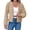 Coffee, variant on Women's Y2K Cropped Faux Fur Coat - Fluffy Open Front Jacket Long Sleeve Winter Streetwear