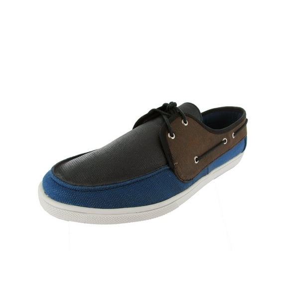 J.D. Fisk Mens Hudson Lace-Up Casual Boat Shoe, Black, US 11.5