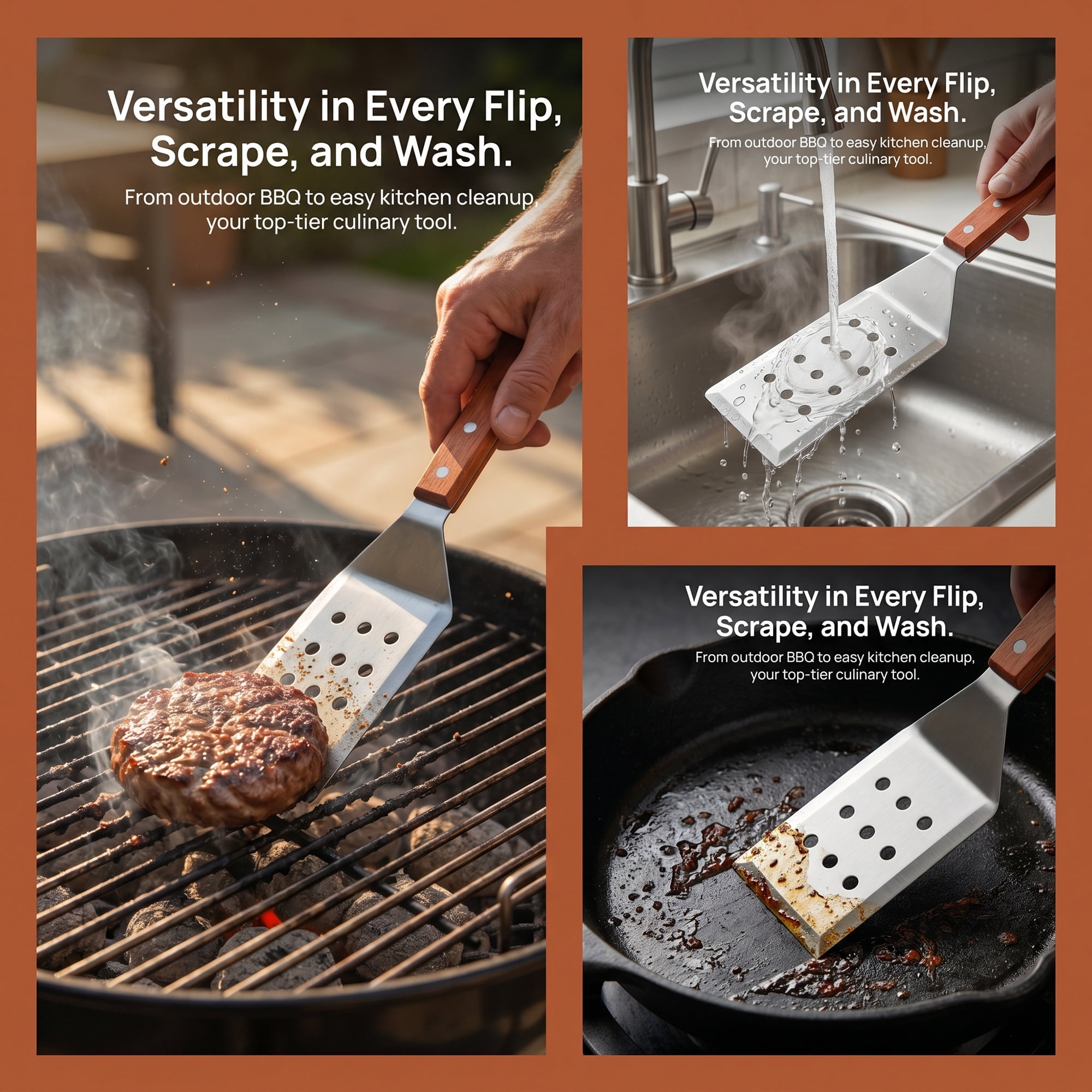 Unique Bargains Kitchen Utensils Spatula for Flipping and Frying Silver 12.3x2.8 inch