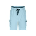 thumbnail image 3 of Havenre Men's Cargo Shorts Lightweight Drawstring Elastic Waist Relaxed Fit Cotton Casual Outdoor Lightweight Work Shorts with Multi Pockets Sky Blue L, 3 of 8