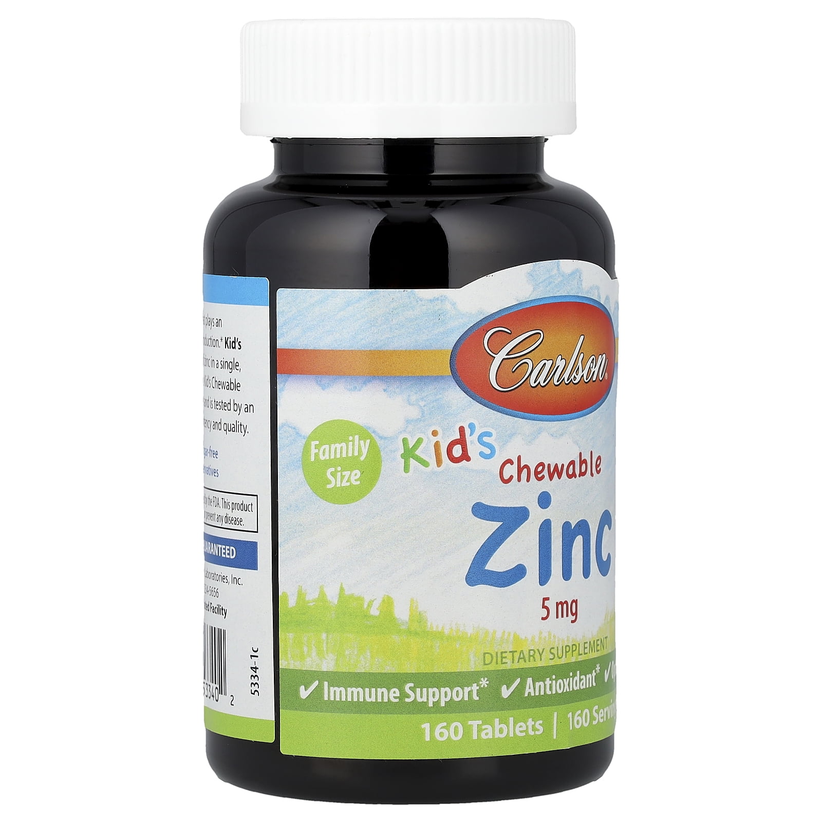 Carlson Kid's Chewable Zinc, Natural Mixed Berry, 5 mg, 160 Tablets