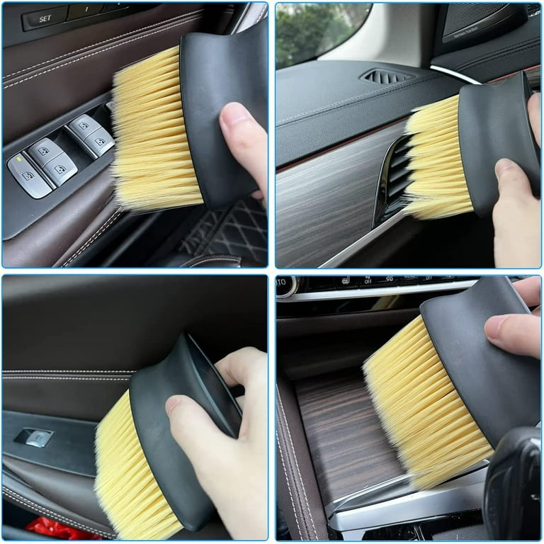 Car Dust Removal Made Easy - Small Duster Wipe, Soft Brush Cleaning Brush,  Mini Bristle Brush & Nanofiber Car Interior Accessories