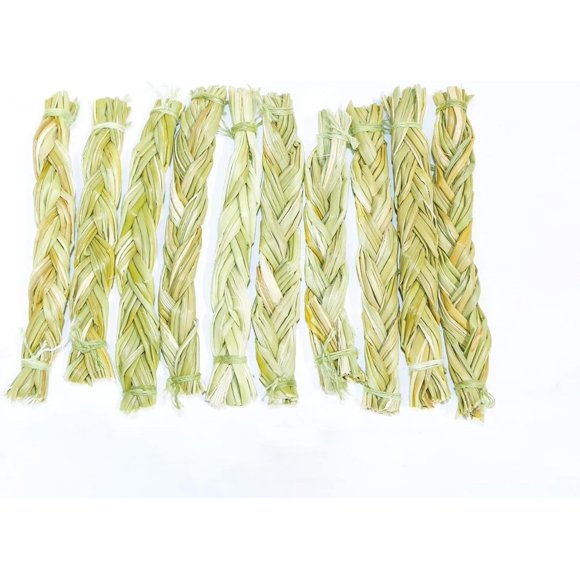 Set of 20 Fresh Sweet Grass for Smudging, Hand-Braided 4"-5" Ceremonial Sweetgrass, Smudging Ritual Supplies, Positive Energy Rituals