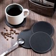 thumbnail image 2 of Posavasos redondos de cuero PU, tapete de mesa negro con soporte para café, té, cerveza, bebidas, 6 uds. JM, 2 of 5