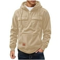 thumbnail image 2 of Qulqfy Pullover Mens Hoodie Corduroy Casual Quarter Zip Long Sleeve Hooded Sweatshirts 3 Pockets Men's Fashion Hoodies & Sweatshirts XL, 2 of 7