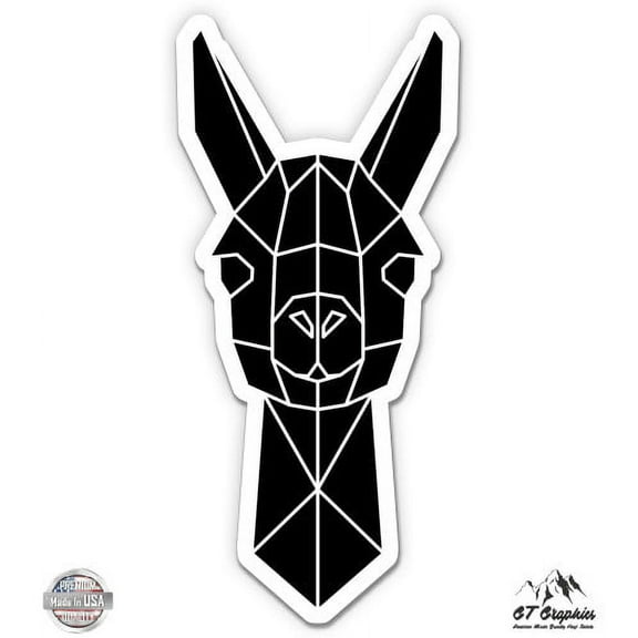 Llama Geometric Black - 3" Vinyl Sticker - For Car Laptop I-Pad Phone Helmet Hard Hat - Waterproof Decal