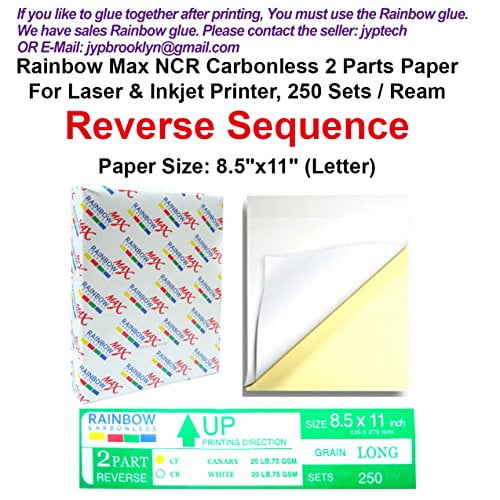 Rainbow Max NCR Carbonless Papers 2 Parts, Letter Size, White & Canary
