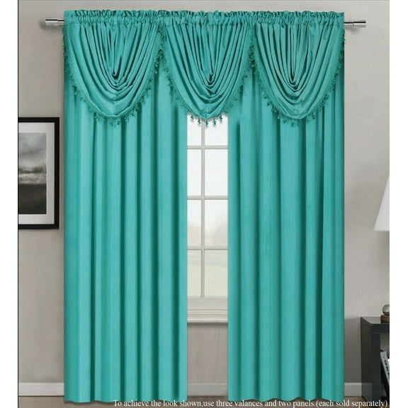 BENJM Semi Sheer Unlined See Through Window Curtain Faux Silk Texture Rod Pocket 84 Inches Length(Aqua Blue)