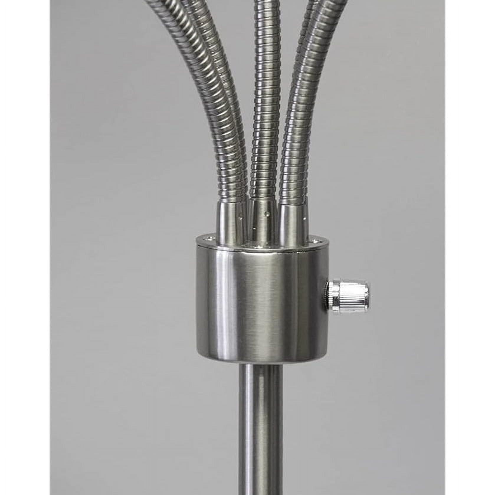 5-Light Multi-White Shade Floor Lamp Adjustable Gooseneck Arms Silver-
