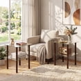 thumbnail image 2 of Giantex Square End Table, Small Sofa Side Table w/Clear Tempered Glass Top, Brown, 2 of 9