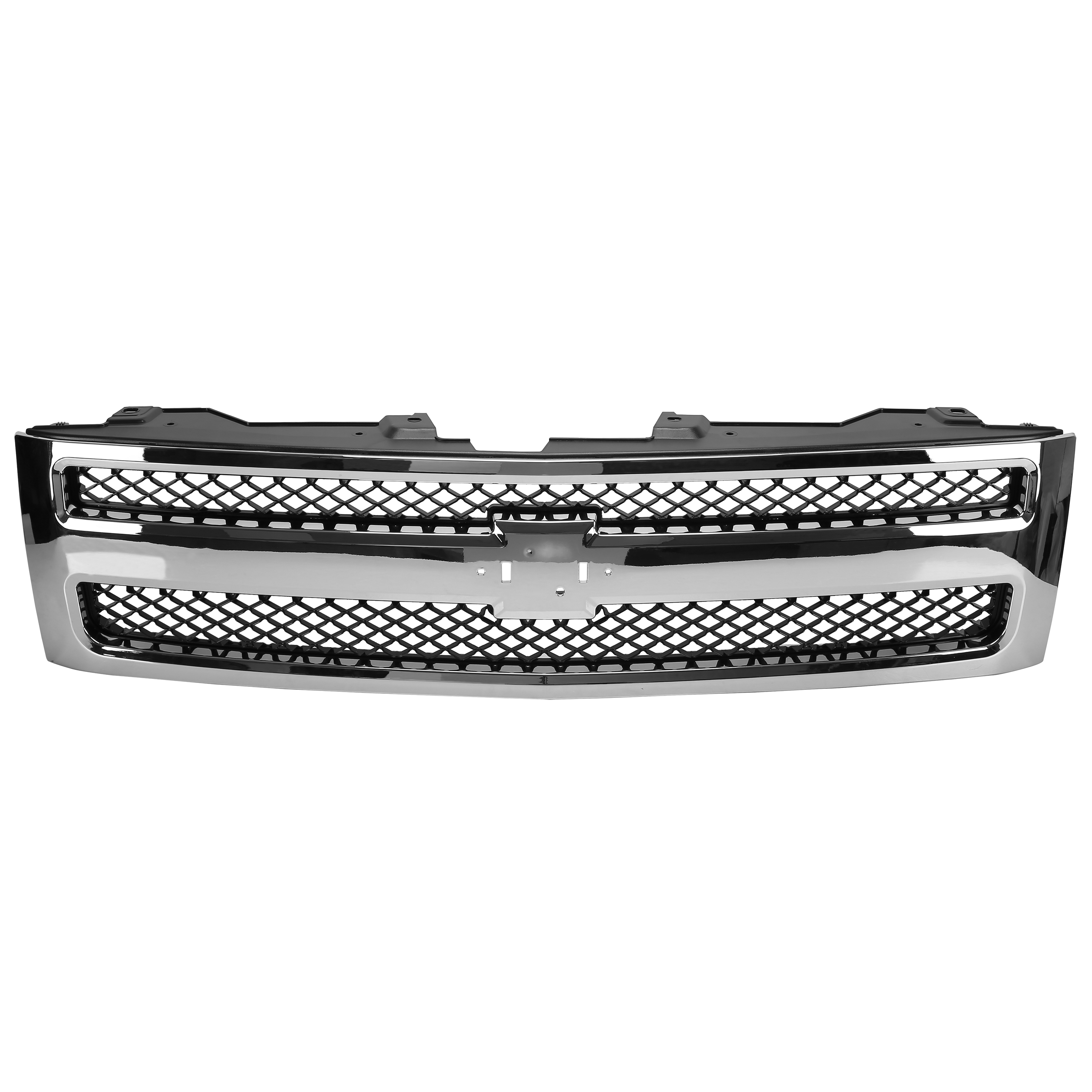 Gloss Black Mesh Front Bumper Grille For 2007-2013 Chevy Silverado 1500 - Direct Fit, ABS Plastic