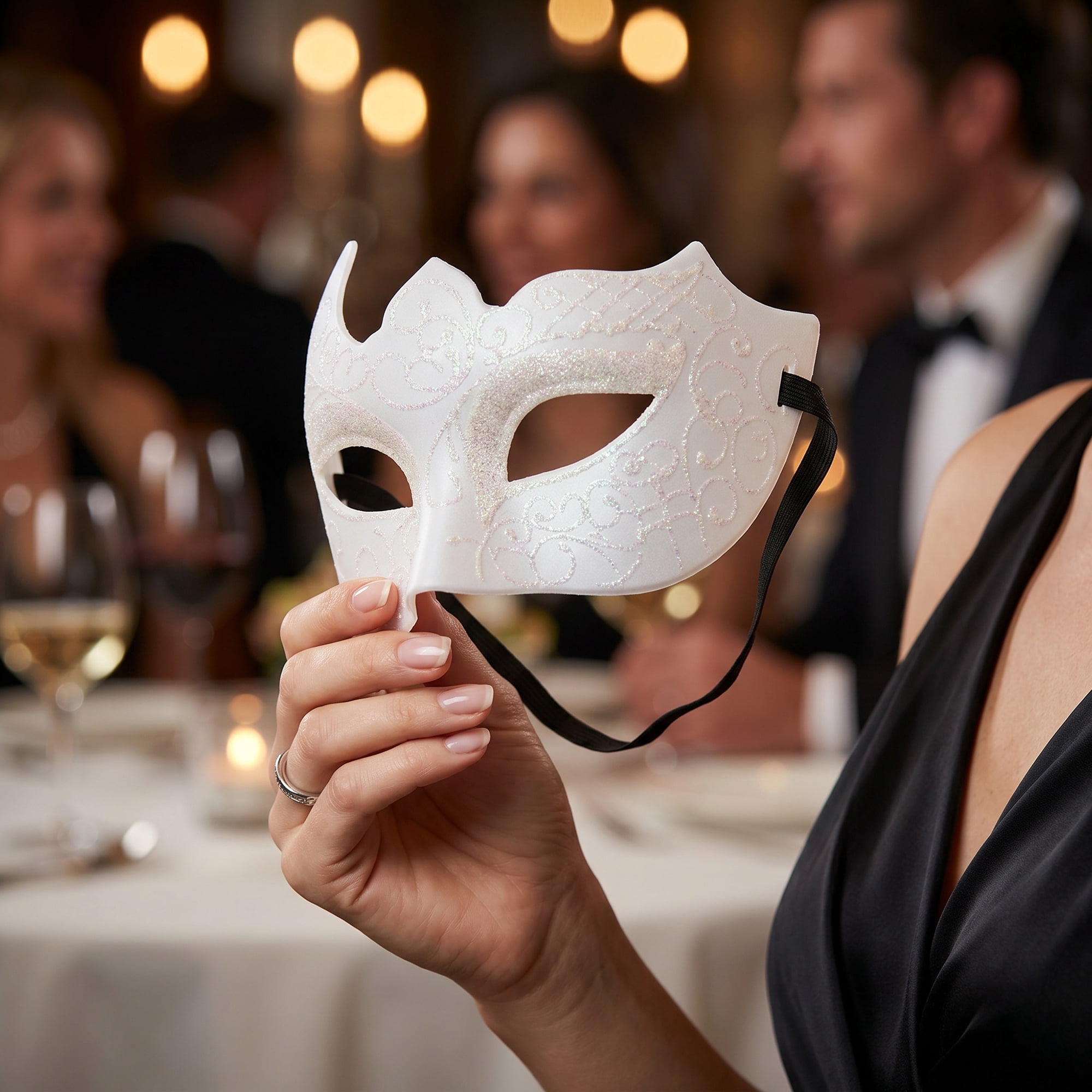 Unique Bargains Venetian Masquerade Mask for Halloween Costume Party White 6.7" x 4.3"