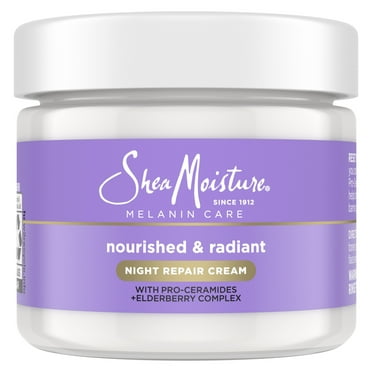 SheaMoisture Melanin Care Night Repair Cream with Pro-Ceramides   Elderberry Complex All Skin, 2 oz