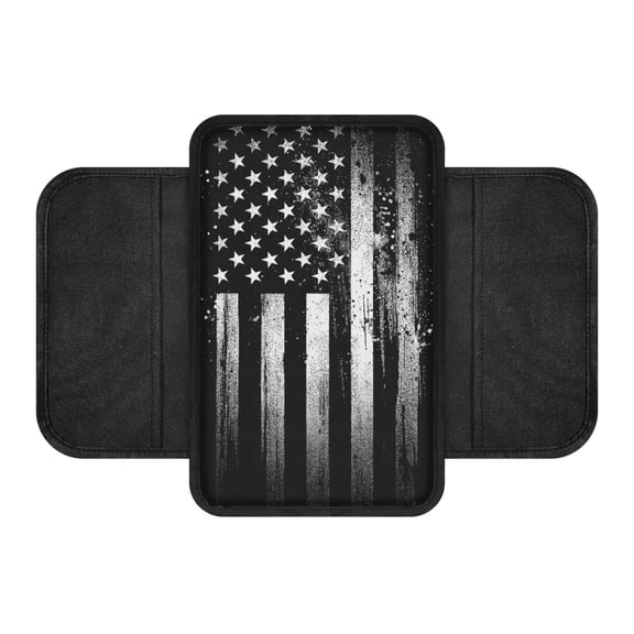 Chririnla Consoles Protector Pad for Vehicle Interior, Soft with 2 Storage Pockets Car Center Console Cover for Most Car Car Armrest Cover, Black Star Stripes