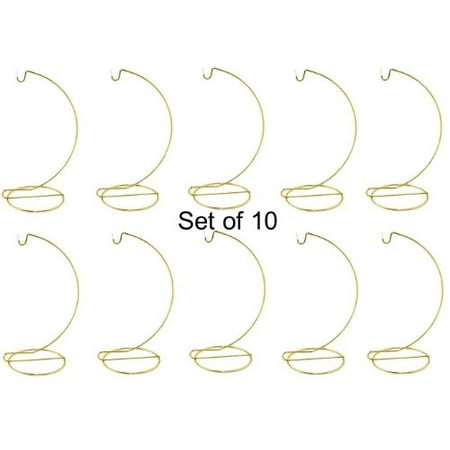 Ornament Hangers Stands 5 Inch Tall Gold Wire Ornament Hanger Stands for Small Ornament Display (Set of 10 Stands) ()