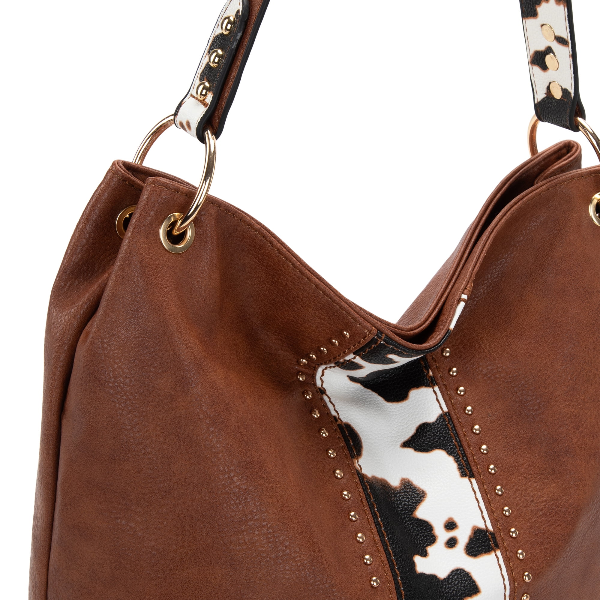 Montana West Purses for Women Hobo Shoulder Handbags with Zipper, Cow Print-Brown